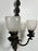 Art Nouveau Two Arms Bronze w Frosted Milk Glass Shades Wall Sconce, a set of 3