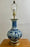Oriental Chinese Ming Dynasty Style Blue & White Table Lamp w Org Shades, A pair