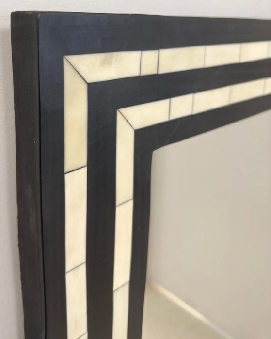 Art Deco Style Black and White Resin Wall or Console Mirror