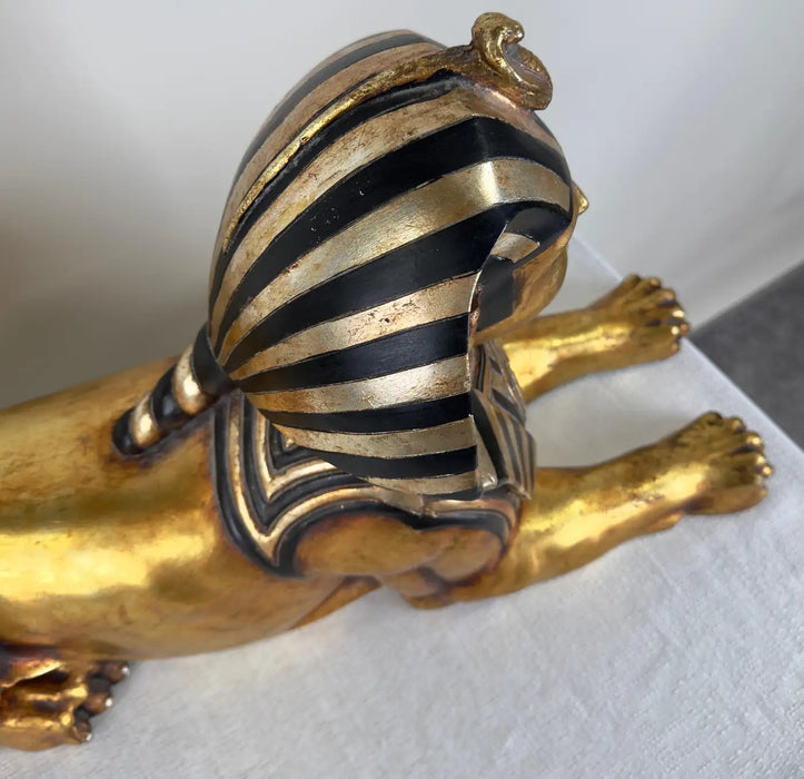 Egyptian Hand Painted Gold Sphinx Statue