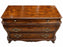 Karges Louis XVI Style Bombe Burl Walnut Three-Drawer Commode or Chest, 1980's