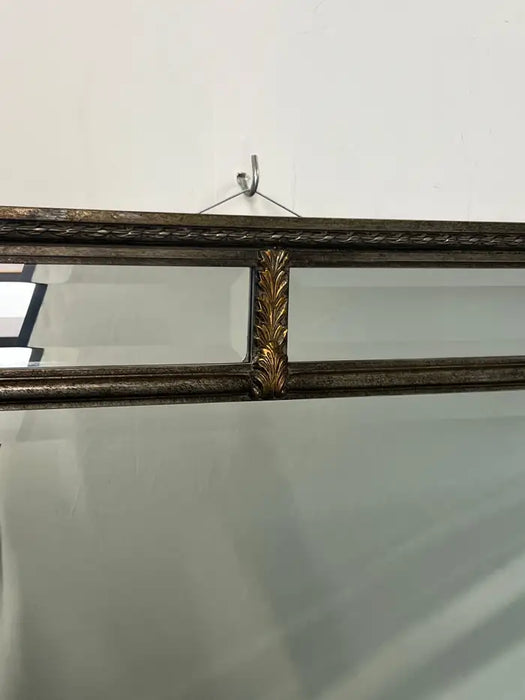 Hollywood Regency Style Beveled Multi-Panel Mirror with Rope & Gilt Leaf Design