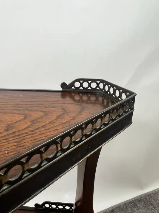 French Directoire Three-Tier Oak Dessert Stand Side Table by Theodore Alexander