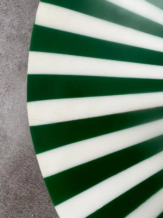 Art Deco Style Green & White Cylindrical Resin Side, End Table or Stool, a Pair