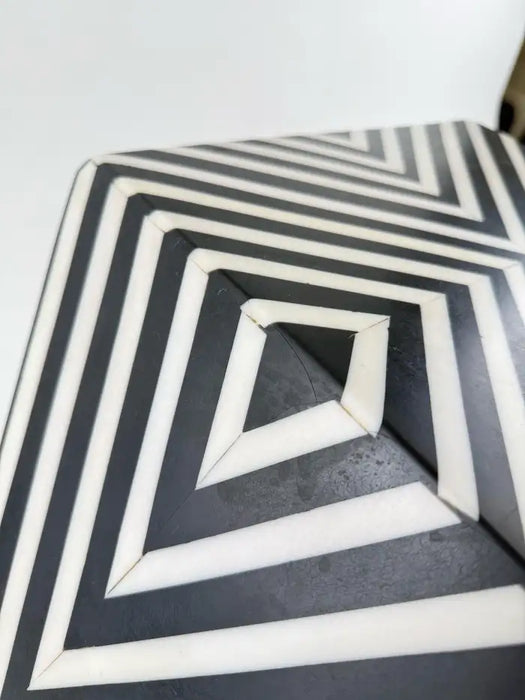 Art Deco Style Sculptural Resin Black and White Side or End Table, a Pair