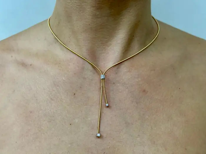 Marco Bicego 18K Yellow Gold and Diamond Lariat Necklace Lucia Collection