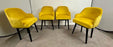 Mid Century Modern Style Yellow Velvet & Ebony Dining or Side Chair, Set of 4