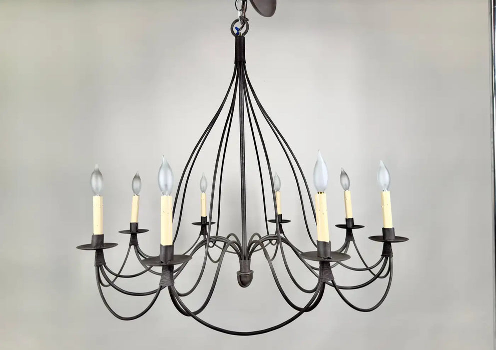 French Wrought Iron Brutalist Chandelier - 8 Arms