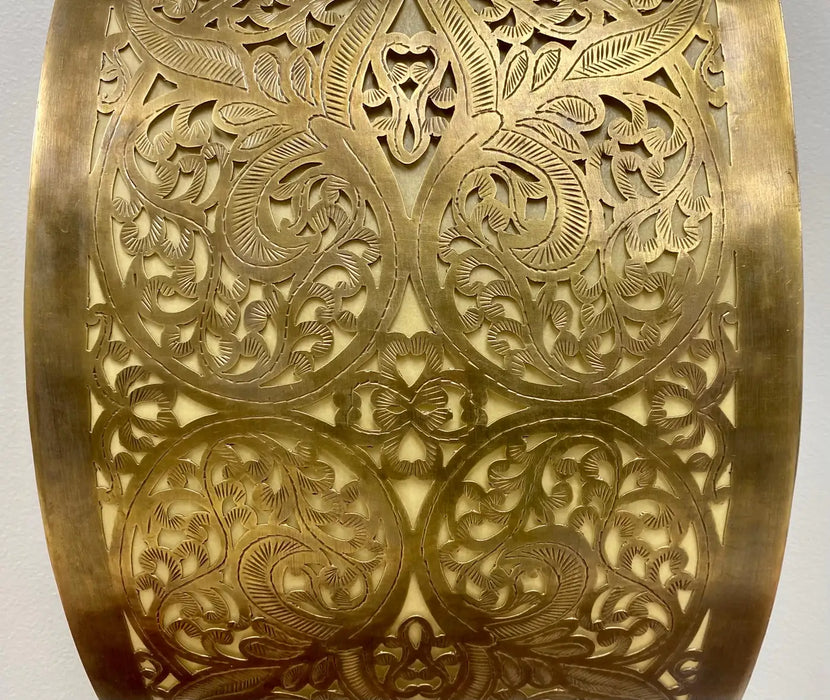 Hollywood Regency Style Brass Filigree Design Wall Sconce, a Pair