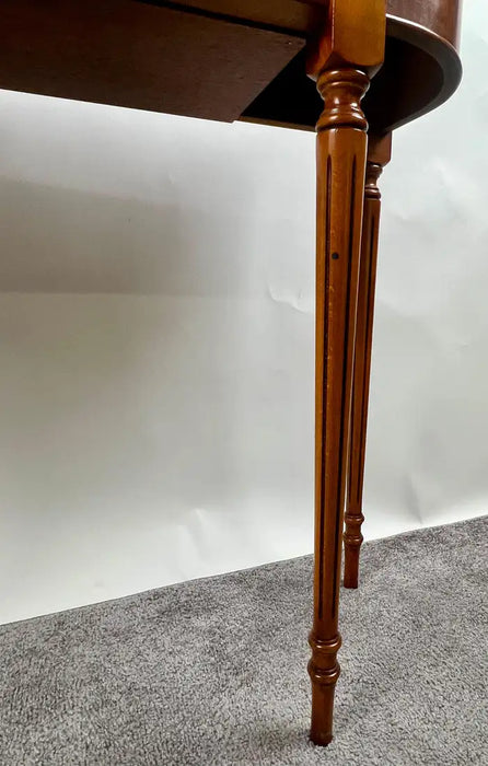 English Georgian Hepplewhite Style Two-Drawer Console Table Mahogany & Walnut
