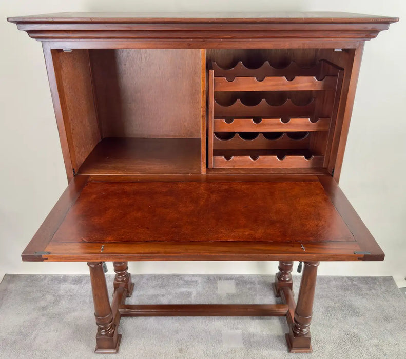 Traditional Style Mahogany Wine Bar Secretary Cabinet by South Cone Trading Co