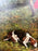 English Sporting Style Oil Painting, Huntsman & Hounds, Ornate Gilt Frame 1980's