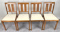 Mid Century Modern White Faux Leather and Carved Walnut Folding Chair, Set of 4