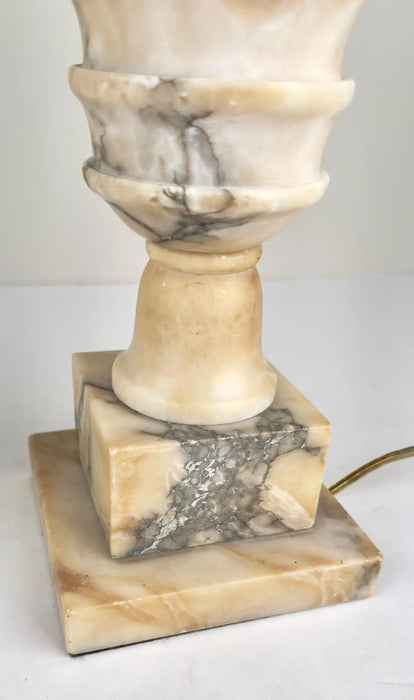 Italian Neoclassical Style Carrara Alabaster Marble Lamp, a Pair