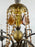 French Rococo Revival Bronzed Chandelier with Amber Glass Drops, 6 Arms