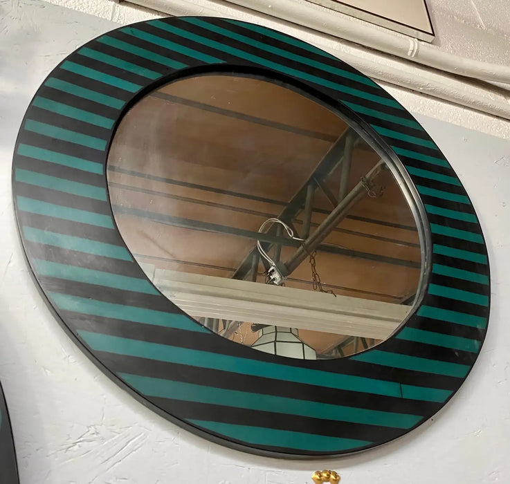 A Set of Three Resin  Mid Century Modern Green and Black Mirrors