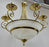 Art Deco Brass Chandelier with White Milk Frosted Glass Bottom Bowl, 6 Arms