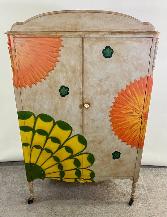 Boho Chic Hand painted Armoire or Wardrobe