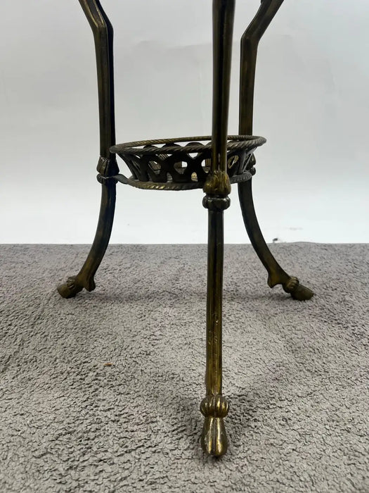 French Empire Louis XV Style Winged Angels Bronze Inlaid Gueridon Pedestal Table