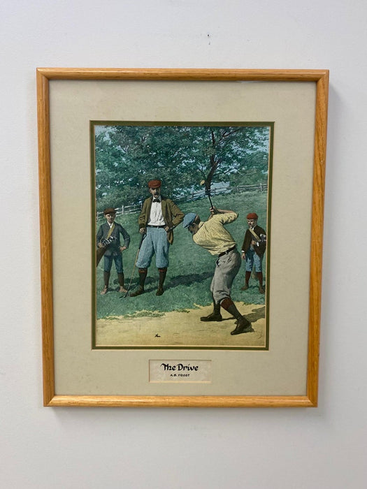 A.B.Frost Golfing Scene Lithograph, a Set of 2