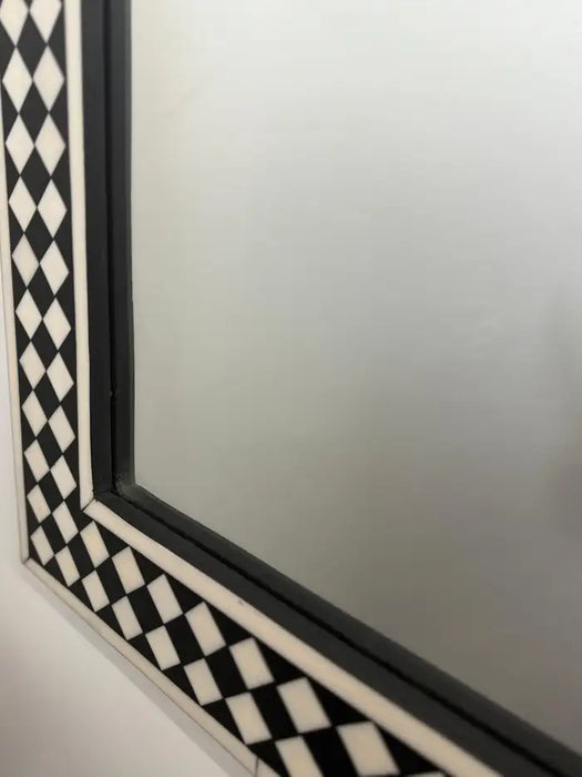 Art Deco Style Black & White Resin Diamond Design Wall, Table or Mantel Mirror