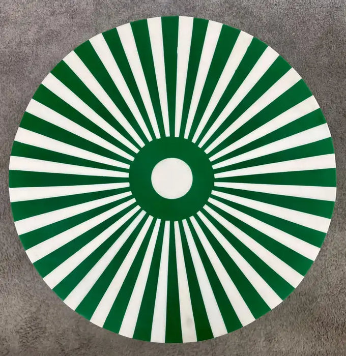 Art Deco Style Green & White Cylindrical Resin Side, End Table or Stool, a Pair