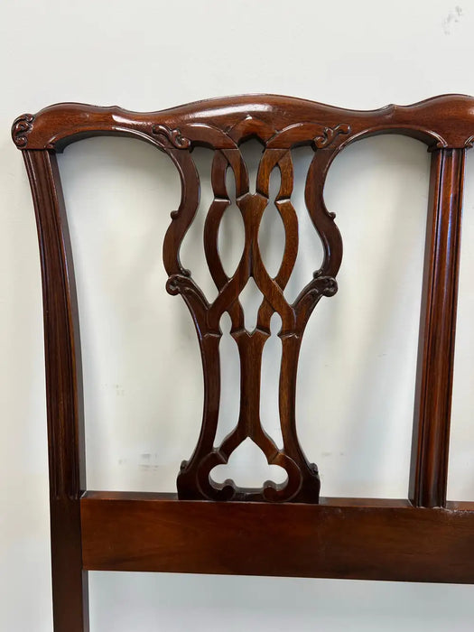 Baker Furniture Chippendale Style Carved Mahogany Queen pierced splat Headboard