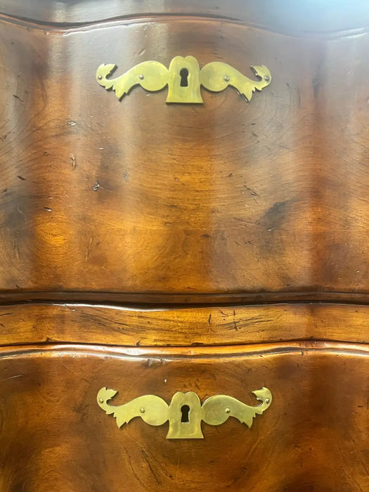 John Widdicomb French Provincial Bombe Serpentine Burl Walnut Commode Dresser