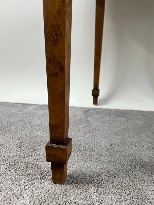 English George III Style Pembroke Burl Wood Table w Twin Drop-leaf Sides