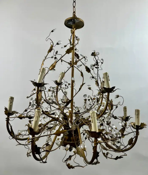 Maison Bagues Style French Foliate Design Chandelier in Bronzed Metal - 12 Arms