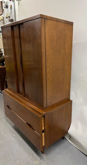 Mid-Century Modern American of Martinsville Walnut High Boy Dresser or Armoire