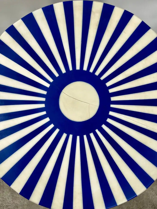 Art Deco Style Blue & White Cylindrical Resin Side, End Table or Stool, a Pair
