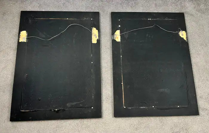 Art Deco Style Black & White Resin Diamond Design Wall or Console Mirror, a pair