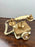 Vintage French Style Brass Rotary Telephone with Ornate Repoussé Cream Enamel Base
