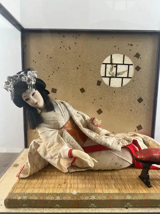 Japanese Geisha Princess Doll in Original Glass & Wood Case