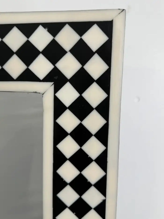 Art Deco Style Black & White Resin Diamond Design Wall, Table or Mantel Mirror