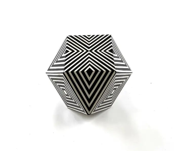 Art Deco Style Sculptural Resin Black and White Side or End Table, a Pair