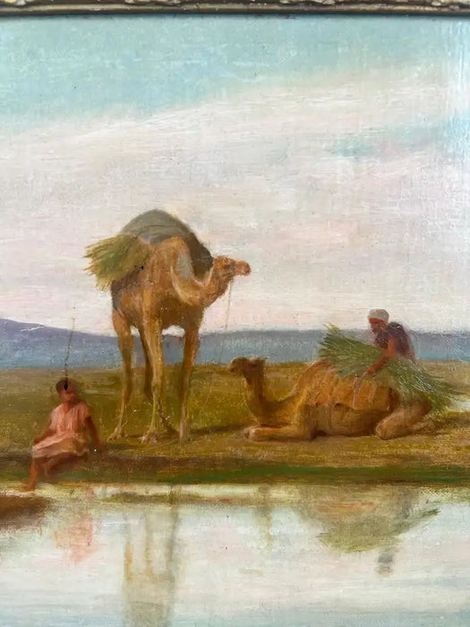 Frederick Goodall R.A Bedouins in the Desert Oil on Canvas Orientalist Painting 1890's