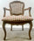 French Provincial Louis XV Style Cane Back with Plaid Upholstery Chair, a Pair