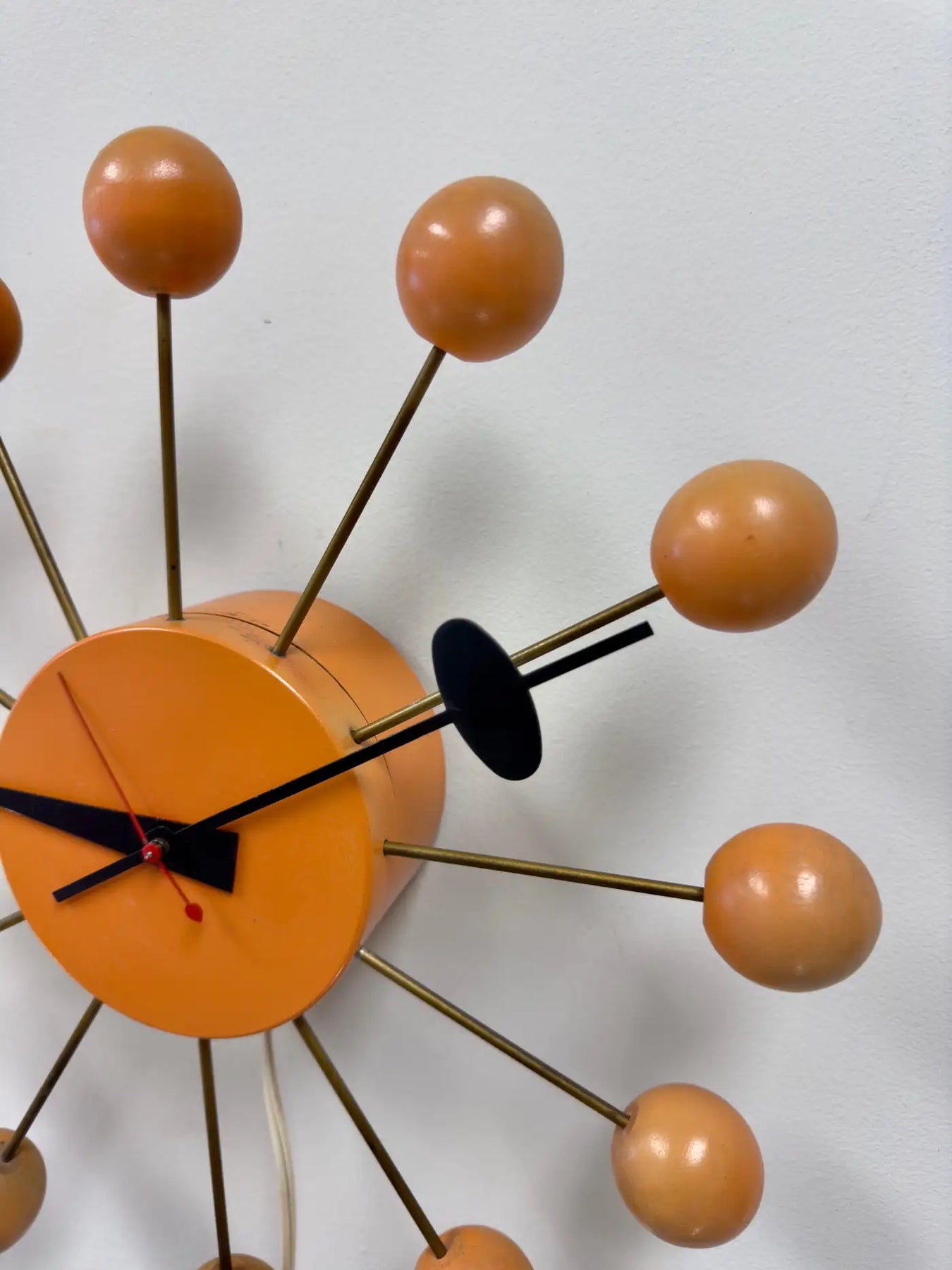 Rare Mid Century Modern George Nelson Orange Ball Clock Model 4755 Rare Mid Century Modern George Nelson Orange Ball Clock Model 4755