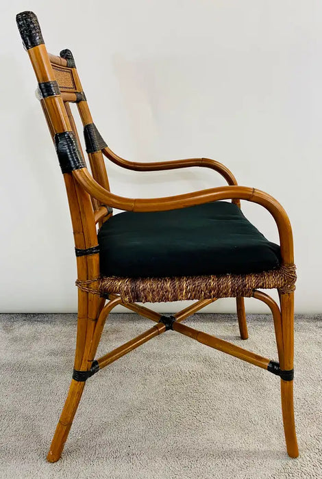 Mid Century Boho Chic Faux Bamboo Rattan Chair