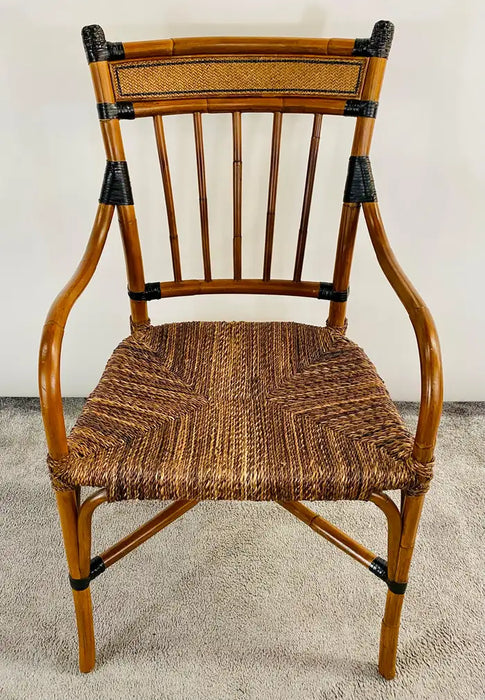 Mid Century Boho Chic Faux Bamboo Rattan Chair