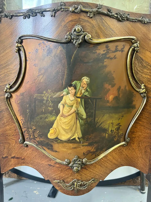 Antique 19th C. French Louis XV Vernis Martin Ormolu Serpentine Vitrine Cabinet