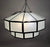 Art Deco Style Large Circular White Milk Glass & Bronze Pendant, Chandelier