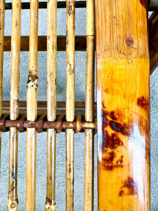 Mid Century Modern Organic Hand Crafted Bamboo Folding Chair, Set of 4