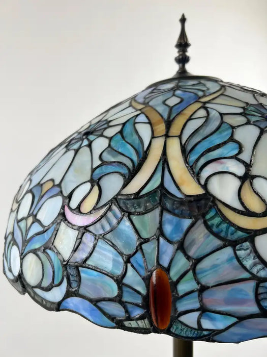 Art Nouveau Tiffany Sale Blue Stained Glass Dome Shaped Shade Floor Lamp