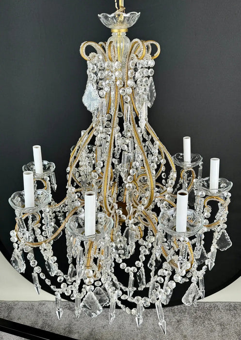 French Louis XV Marie Therese Style Cut Crystal Chandelier, 8 Arms