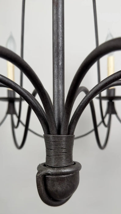 French Wrought Iron Brutalist Chandelier - 8 Arms