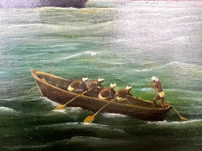 Paul R. Hee Maritime Scene Oil Painting on Canvas Signed and Framed 1950's