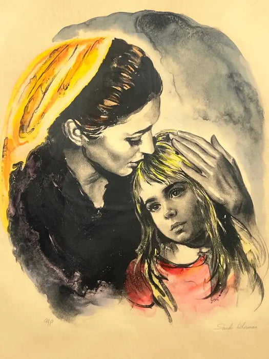 Sandu Liberman " Mother and Daughter" Lithograph Signed & Framed - Artist Proof 1960's